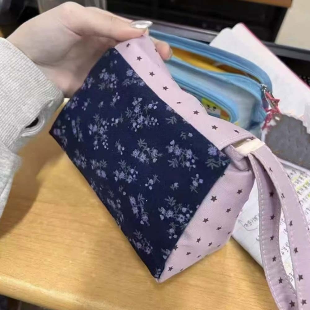 Purple Print Floral Makeup Bag - Korean Lifestyle & Kids Boutique Photos ulasan dan harga