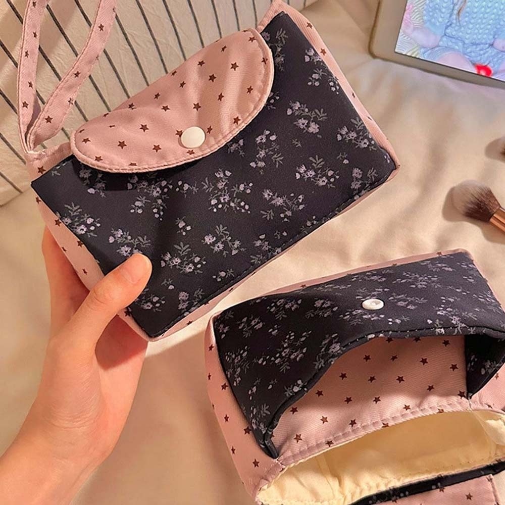 Purple Print Floral Makeup Bag - Korean Lifestyle & Kids Boutique Photos ulasan dan harga