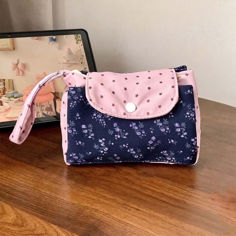 Purple Print Floral Makeup Bag - Korean Lifestyle & Kids Boutique Photos ulasan dan harga